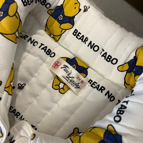 Vintage Fair Lady Quilted White Winnie The Pooh Button Trench Coat Size Small - Picture 3 of 15